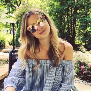 LoveStitch Off the Shoulder Stripe Top